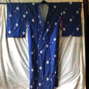 Vintage cotton kimono in ikat style
